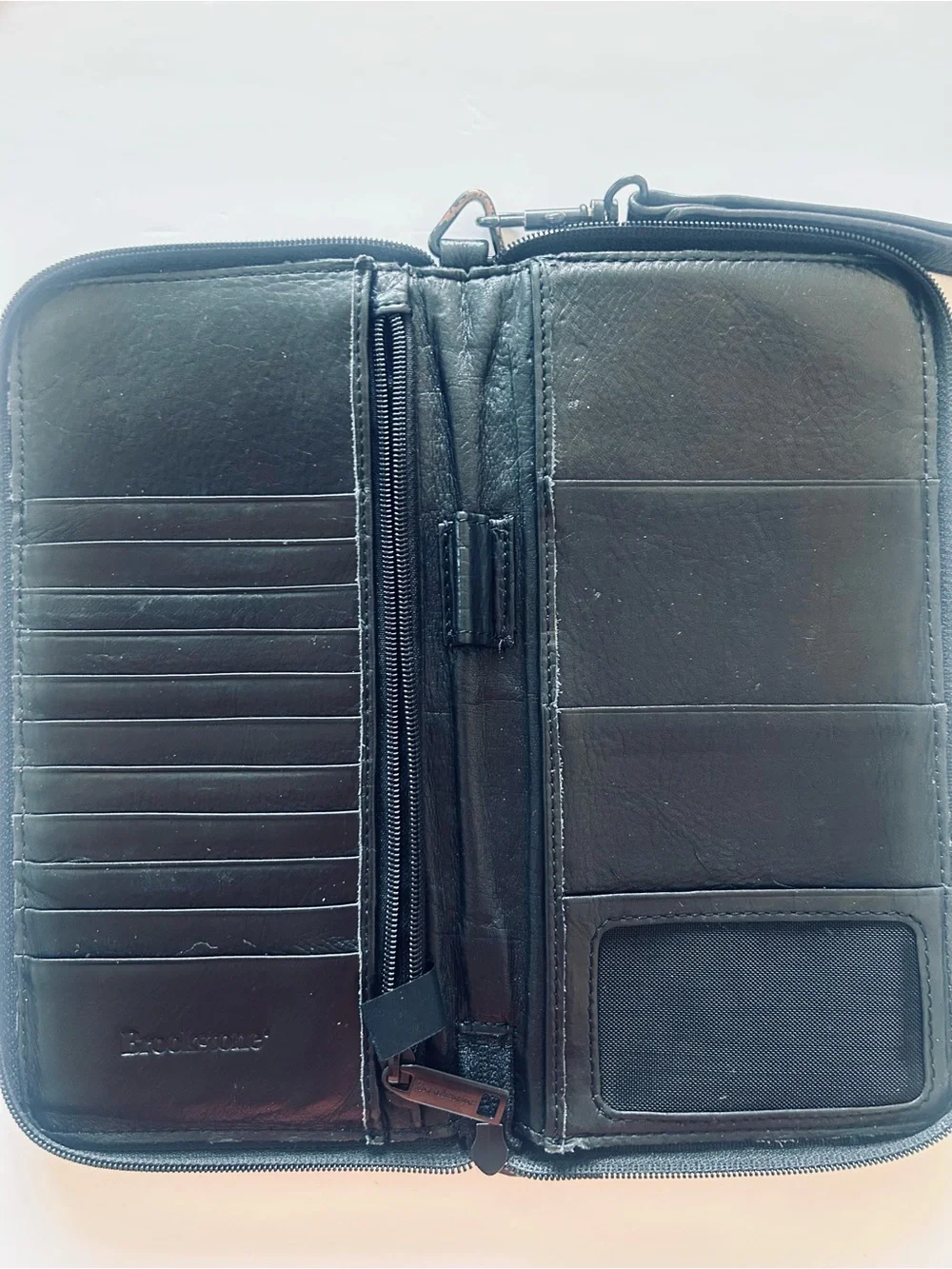Brookstone Black Leather Wristlet Wallet